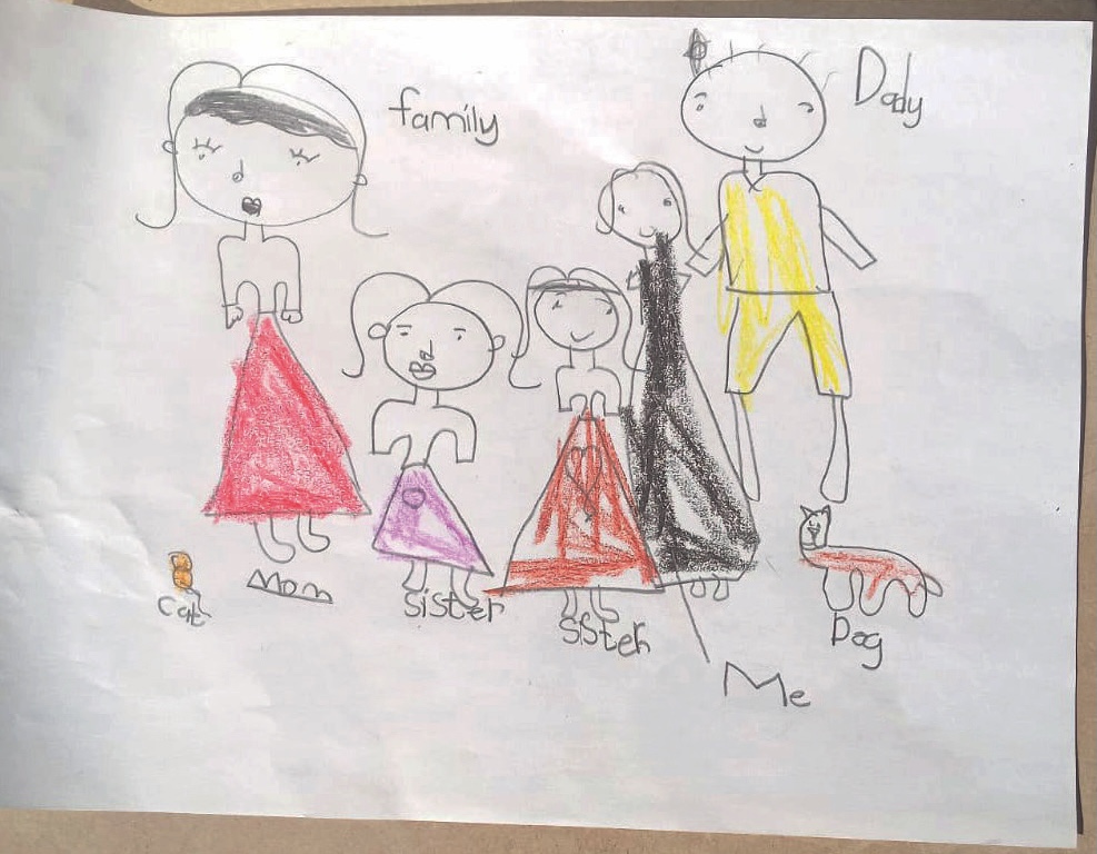 Sima's drawing of her new family