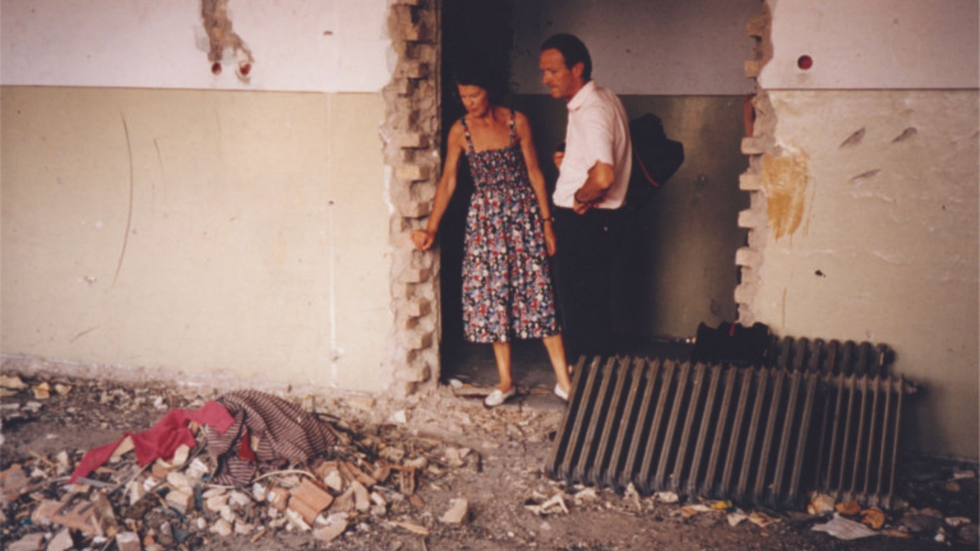 Hope and Homes for Children's founders, Mark and Caroline Cook in an orphanage in Bosnia and Herzegovina in 1994