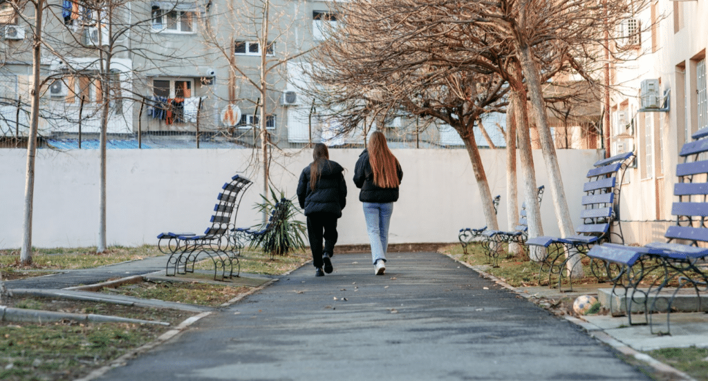 Image: Daryna and her friend in the emergency child protection centre, a former orphanage in Bucharest.