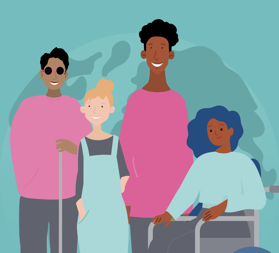 Illustration of a group of young people